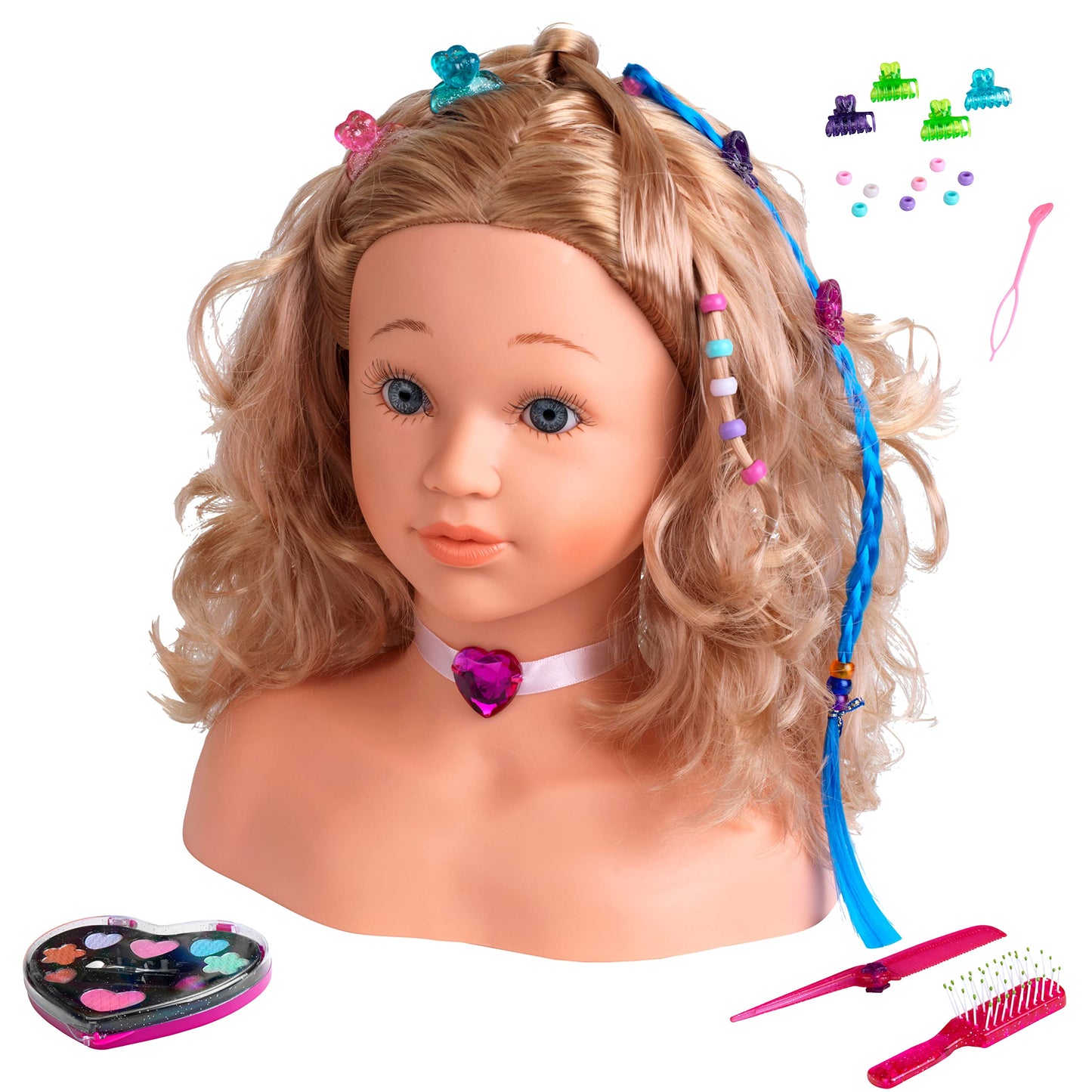 Theo Klein 5240 Cap de coafură Sophia cu accesorii de machiaj, testat dermatologic, pentru coafuri și idei de machiaj, dimensiuni: 23,5 cm x 13 cm x 27 cm, pentru copii de la 3 ani.