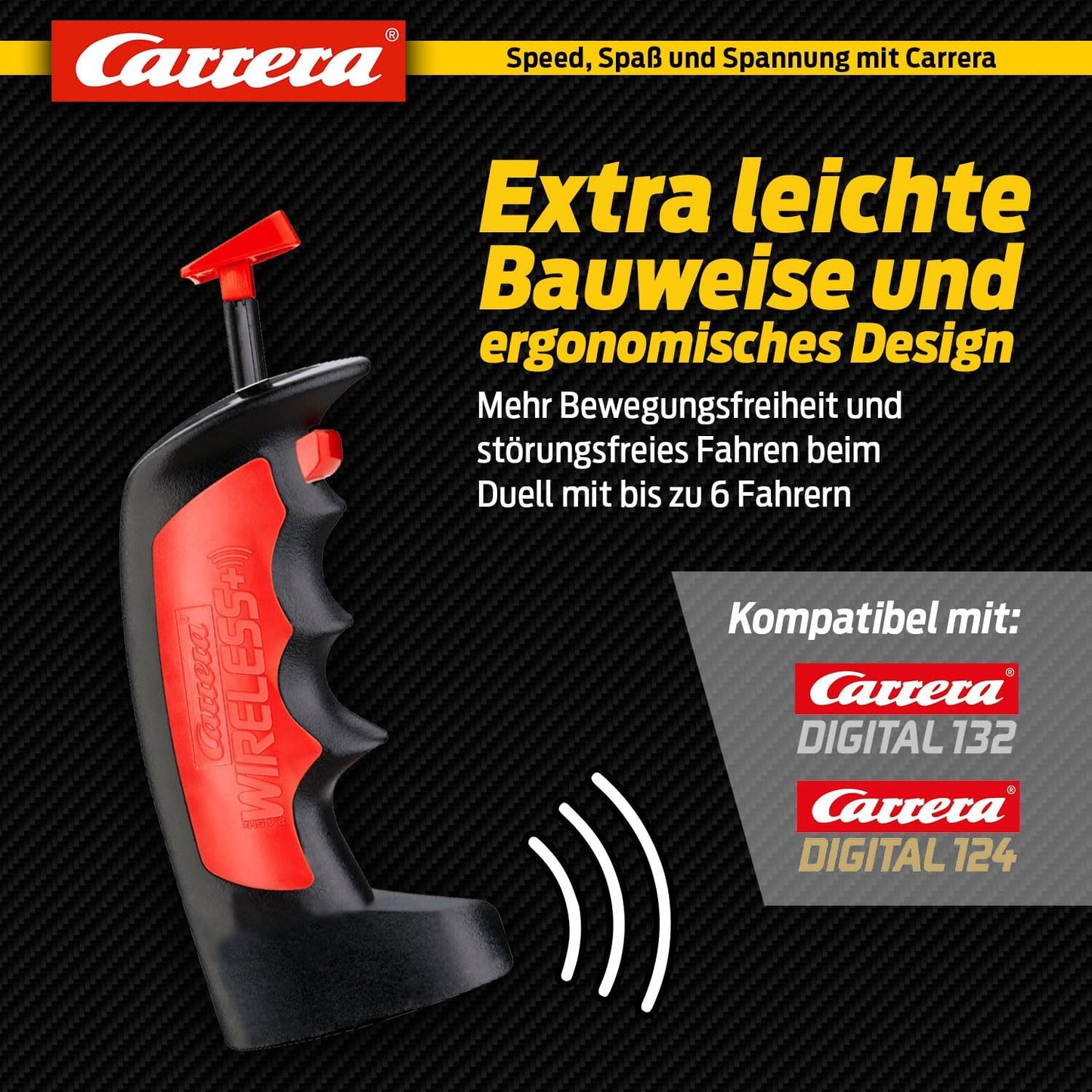 Set Carrera Wireless Duo Digital 132/124 Pista de Curse | Controler Wireless 2,4 GHz cu 15 m Rază de Acțiune | Conducere Fără Interferențe | Baterie Lithium Polymer | Compatibil cu Carrera DIGITAL 124 & 132