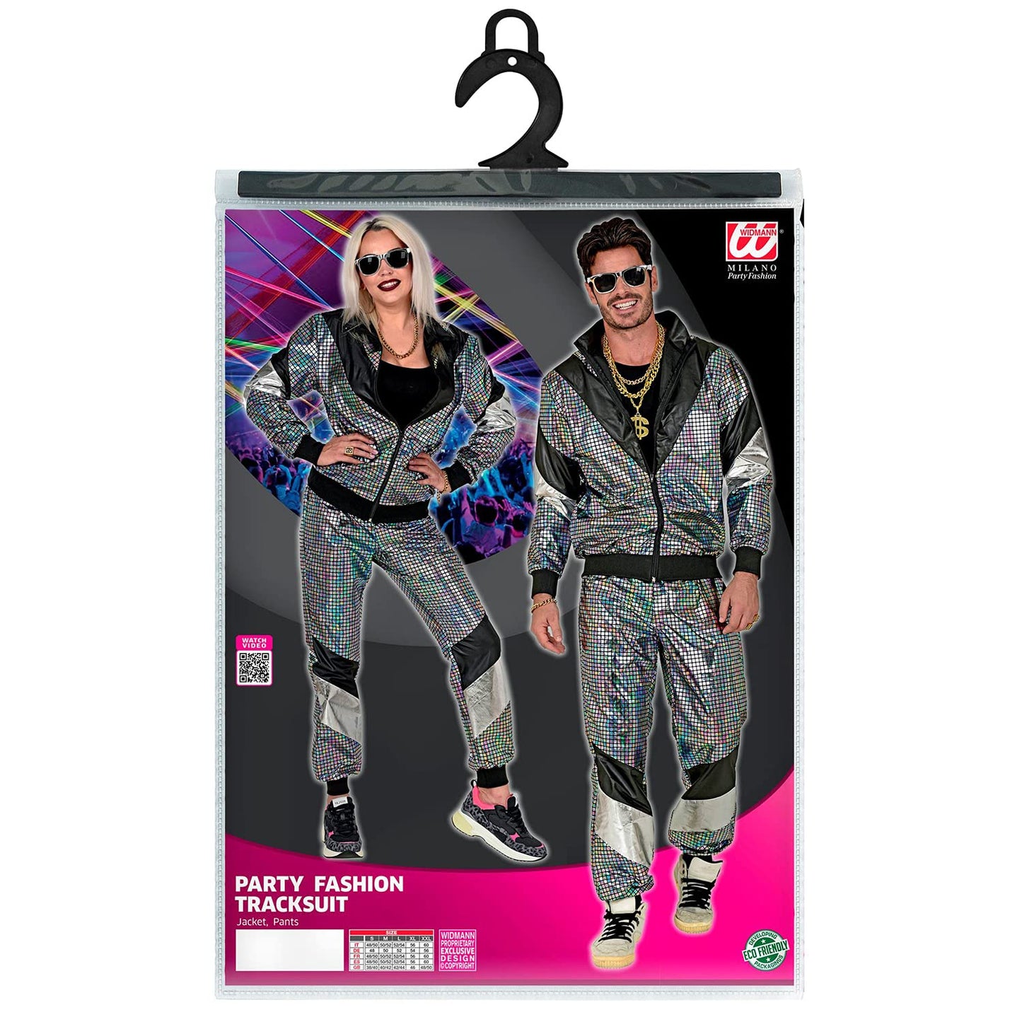 Widmann - Costum Trainingsanzug Disco, Outfit 80er, Jogginganzug, Bad Taste, Costum Carnaval, L (DE 52)