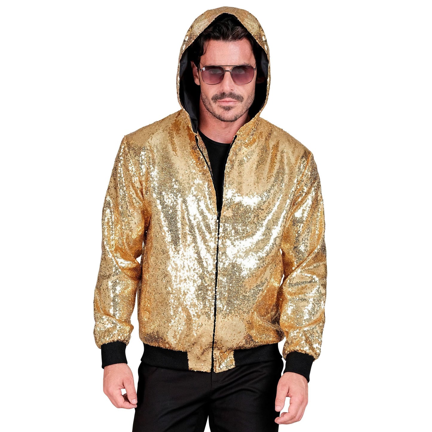 WIDMANN MILANO - Jachetă Bomber cu Glugă și Paillettes pentru Petreceri, Outfit Disco