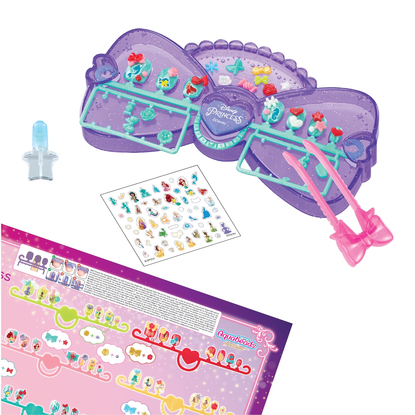 Aquabeads Studioul de Unghii cu Prințese Disney, 35071, Set cu Perle de Apă, Set pentru Unghii, Activitate Creativă pentru Copii de la 4 Ani, Fără Necesitatea de Călcare sau Lipire
