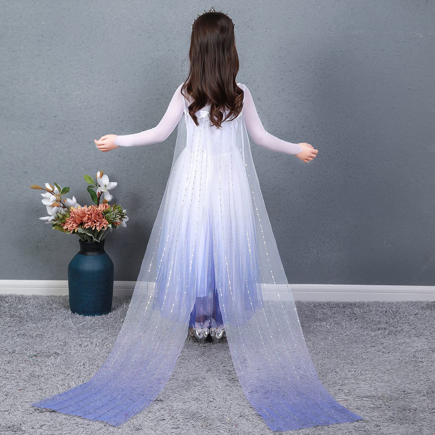 Rochie de prințesă ELSA pentru fete cu accesorii - Costum de Crăciun, Halloween, Carnaval, petrecere de ziua de naștere.