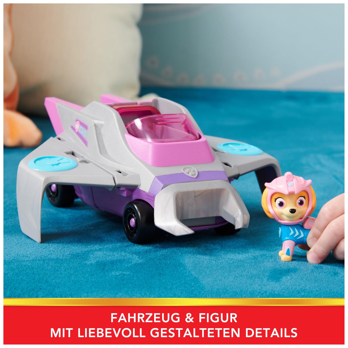 PAW Patrol, Aqua Pups - Mașină de jucărie în formă de rață cu figurina cățelului Skye, potrivită pentru copii de la 3 ani