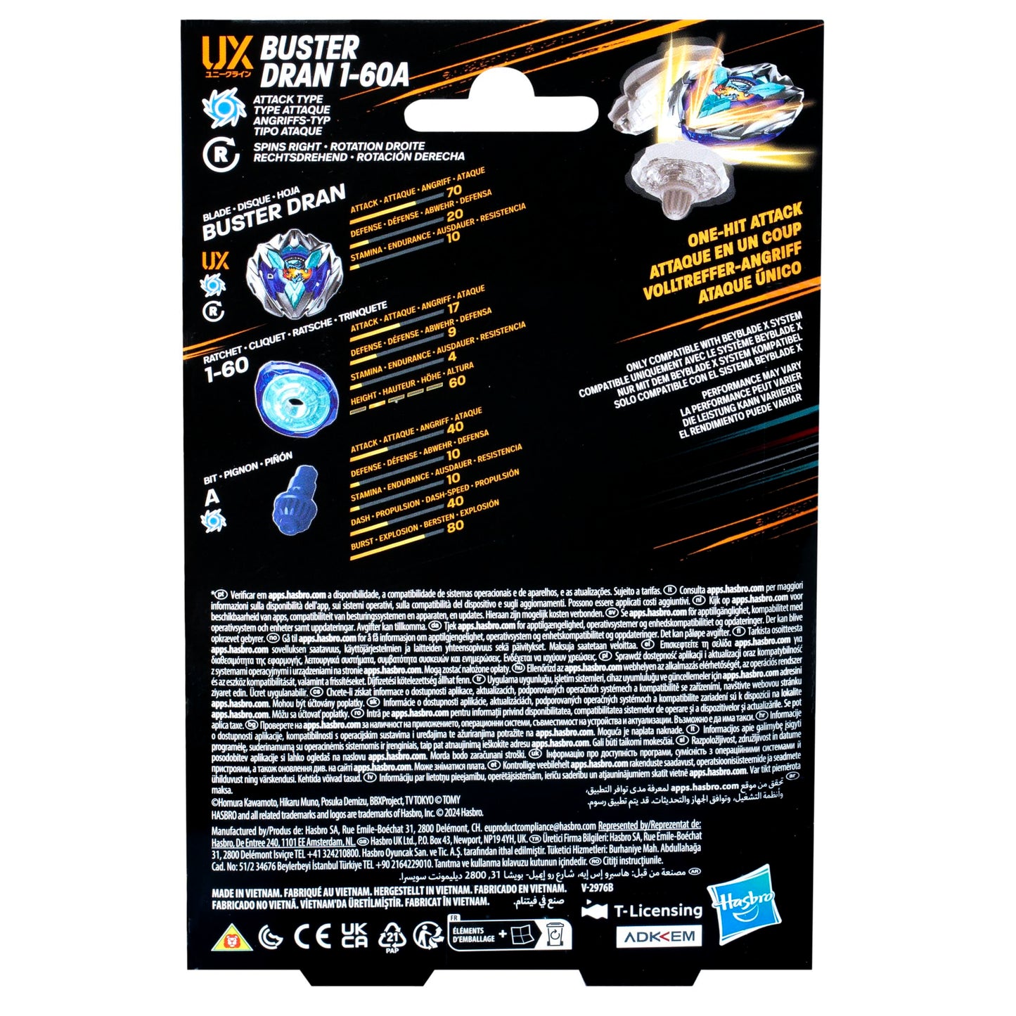Hasbro Beyblade X Buster Dran 1-60A UX Set de pornire cu Kreisel și Starter pentru copii de la 8 ani