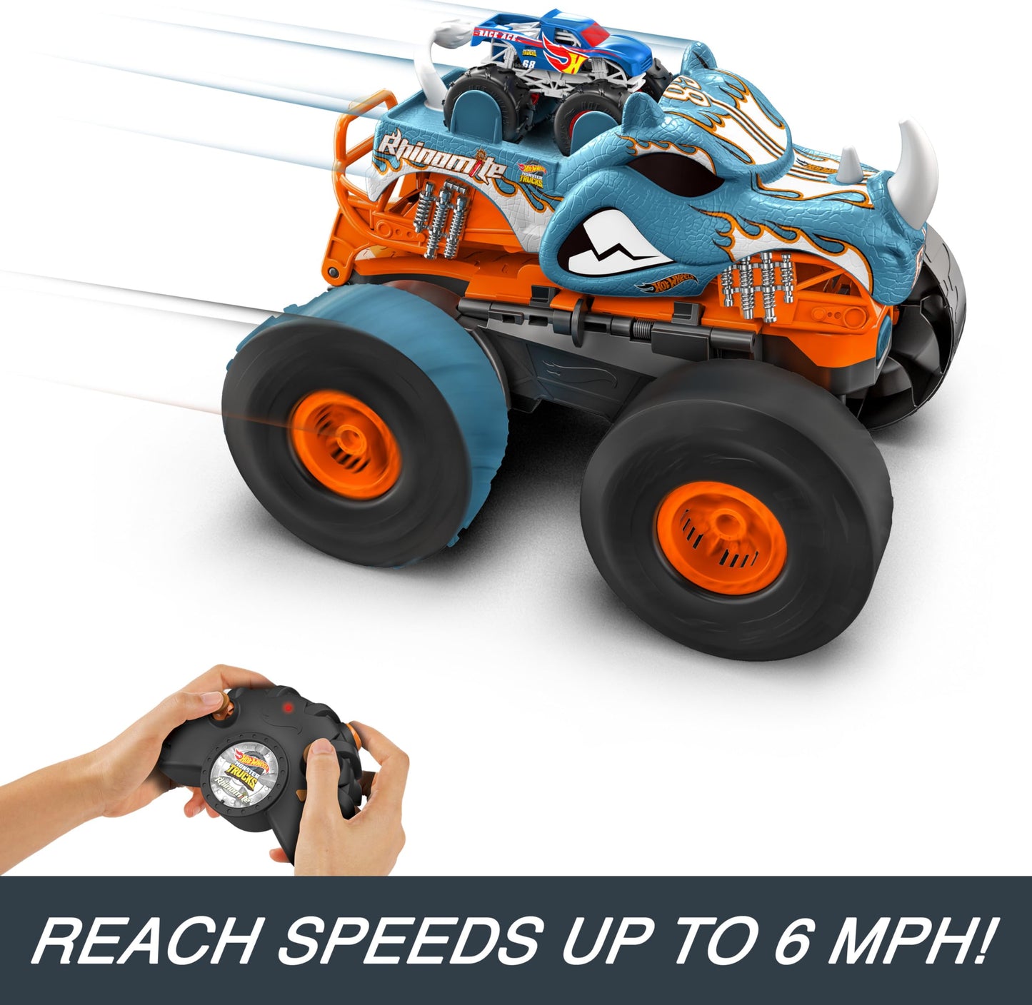 Masina cu telecomanda RC 1:12 Hot wheels Rhinomite, Mattel, Multicolor