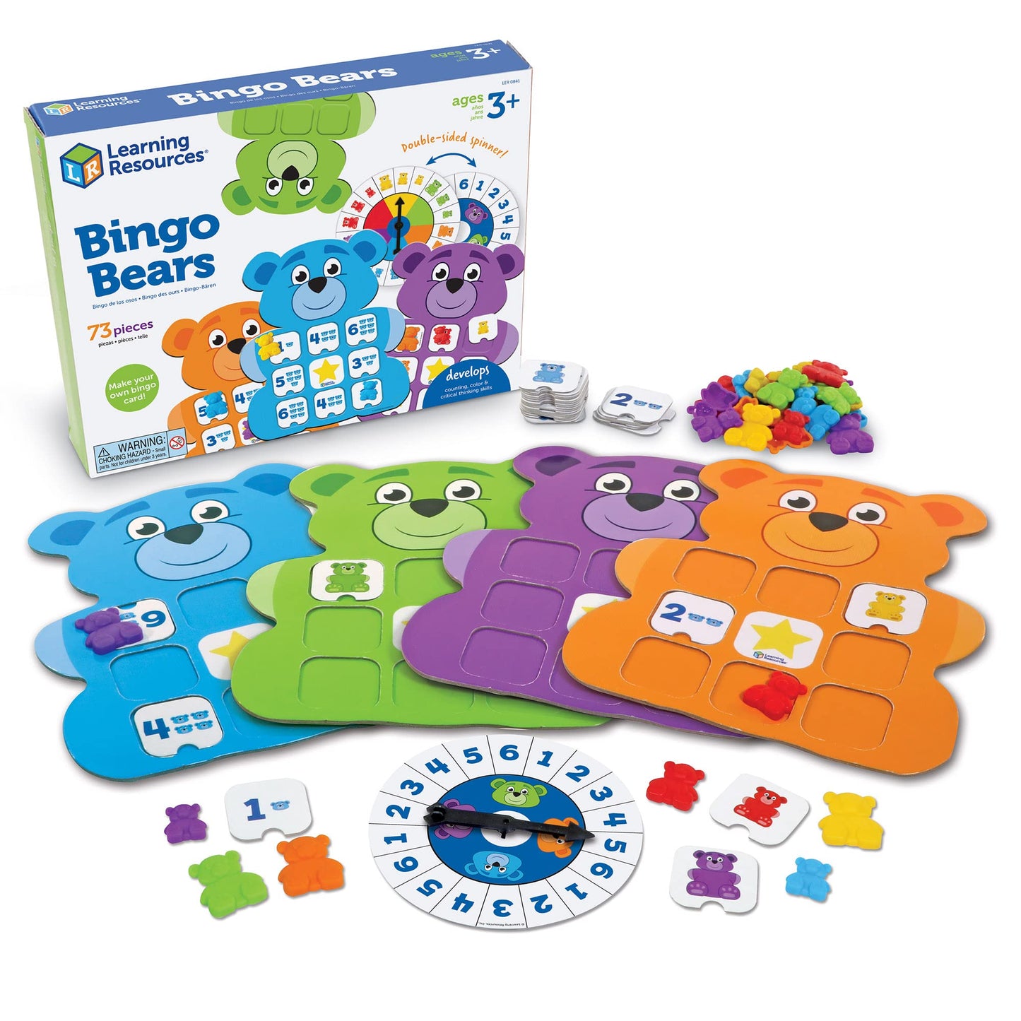 Resurse educaționale Bingo-Bären, joc de adunare și scădere, jocuri matematice pentru copii, jocuri de învățare, matematică pentru grădiniță, Montessori, 99 piese, de la 5 ani