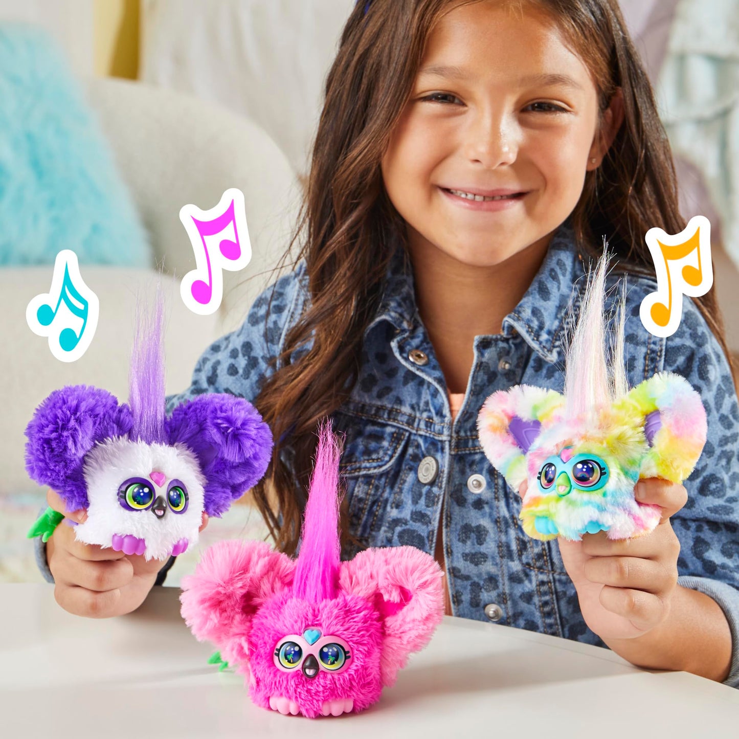 Furby Furblets Jucărie de pluș electronică Gepard pete 6+ ani cu muzică și breloc