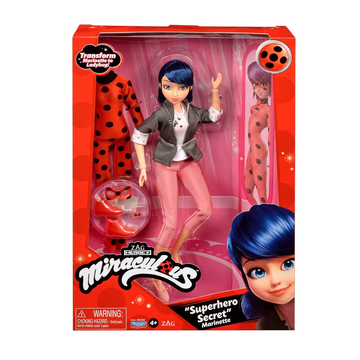 BANDAI - Miraculous Ladybug și Cat Noir – Păpușă – Ladybug și Marinette – Păpușă articulată 26 cm - P50355