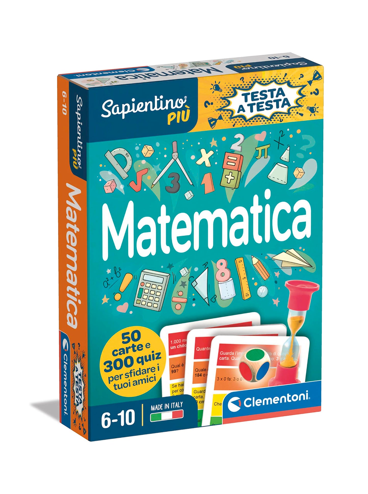 Clementoni 16440 Joc educativ pentru copii de 6 ani, Quiz, Flashcards de Matematică in limba italiana