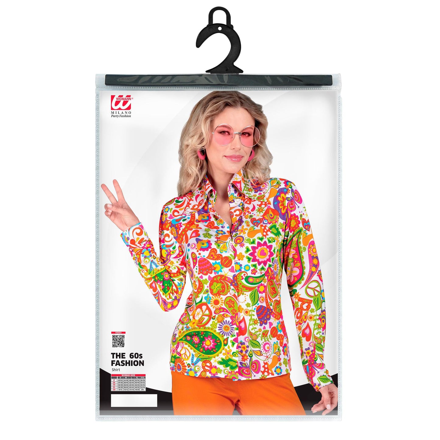 WIDMANN MILANO PARTY FASHION - Bluză pentru femei din anii '60, stil Hippie, Reggae, Flower Power, Disco Fever