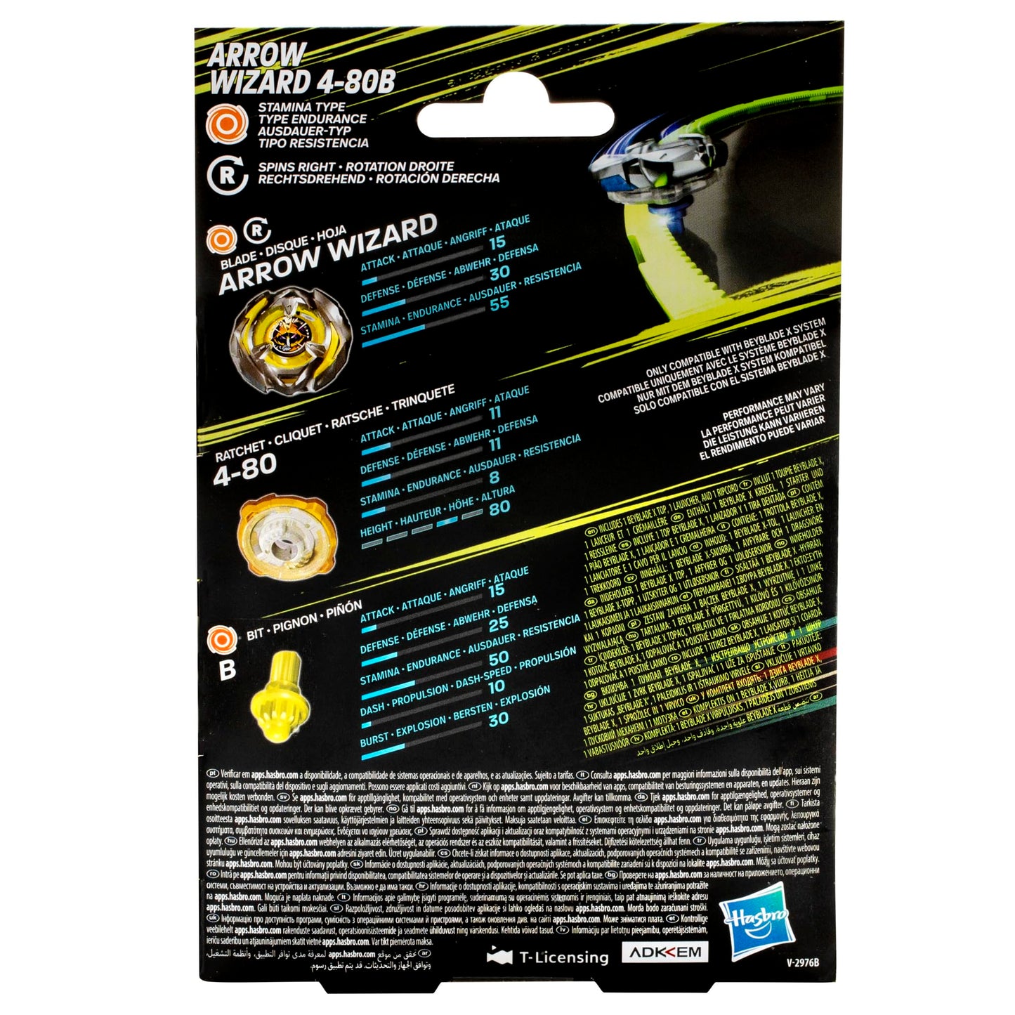 Beyblade X Arrow Wizard Set de pornire cu Kreisel și Starter 4-80B pentru copii de la 8 ani