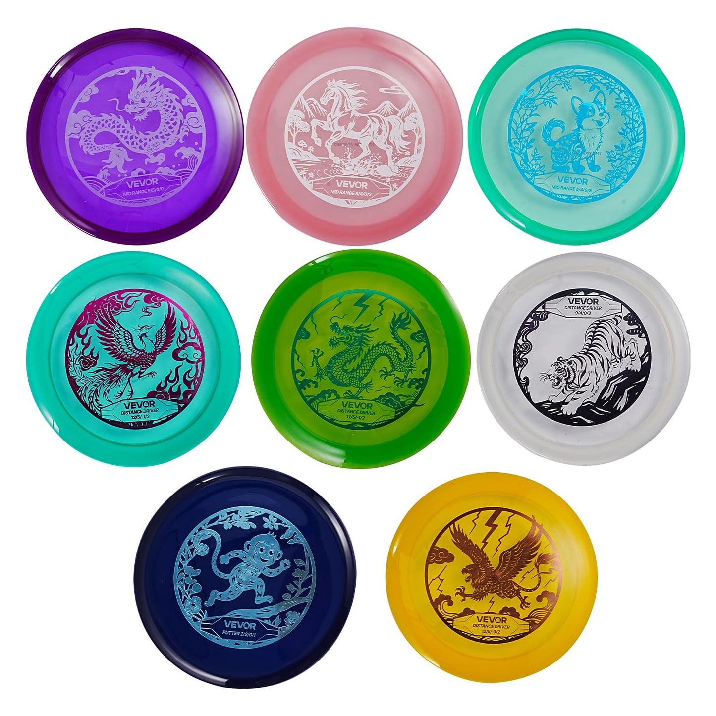VEVOR SS-DF-003 Set de discgolf Starterset 8 piese pentru antrenament complet corp 3+ ani