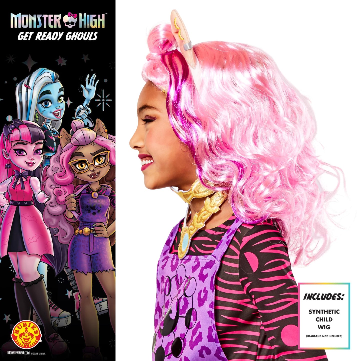 Pălărie Rubies Clawdeen pentru fetițe, mărime Standard. Oficial Monster High, pentru Carnaval, Crăciun, Zile de naștere, Petreceri și Halloween.