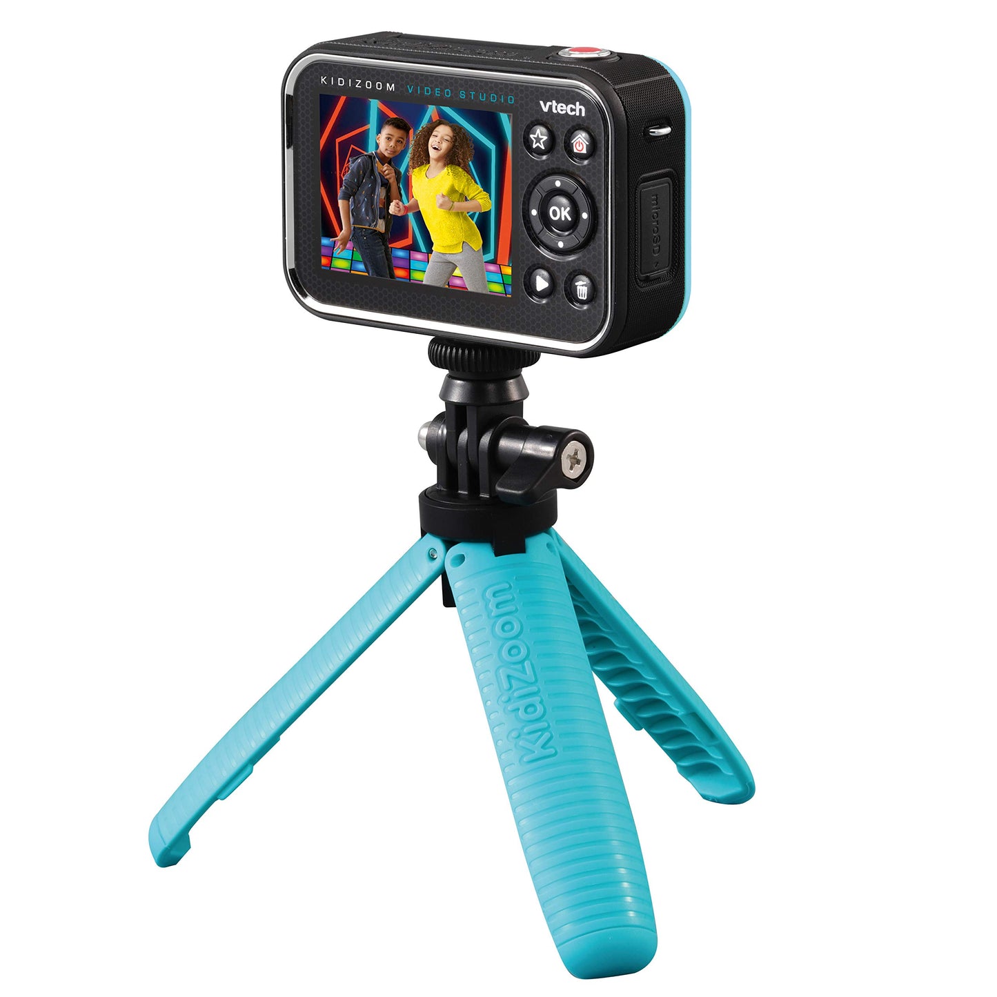 VTech Kidizoom Video Studio HD albastru – Cameră pentru copii cu Greenscreen, stativ, efecte, cameră pentru selfie și multe altele – Pentru copii de 5-12 ani