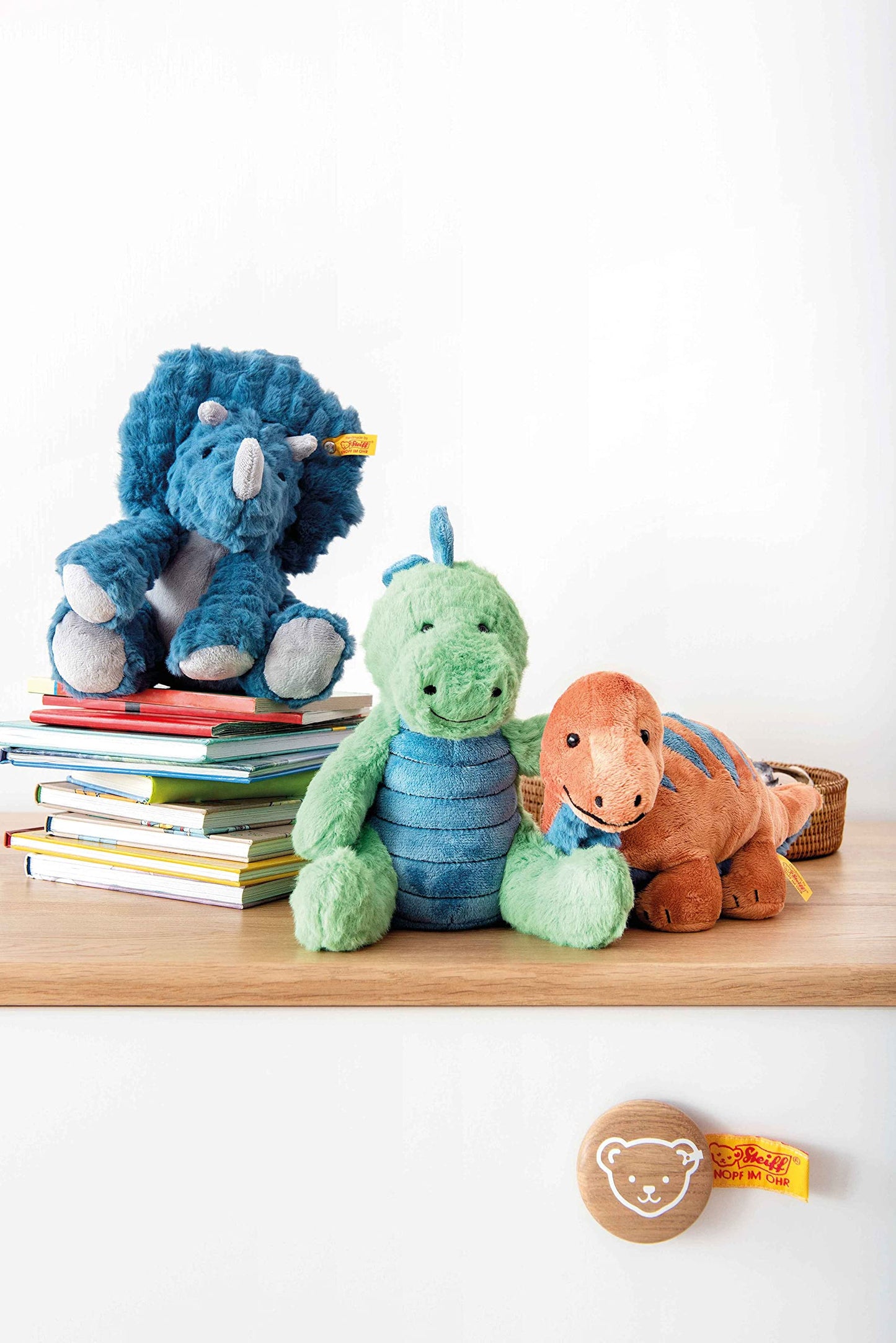 Steiff Soft Cuddly Friends Dixi Triceratops Petrol 28 cm - Jucărie din pluș moale, dinosaur.