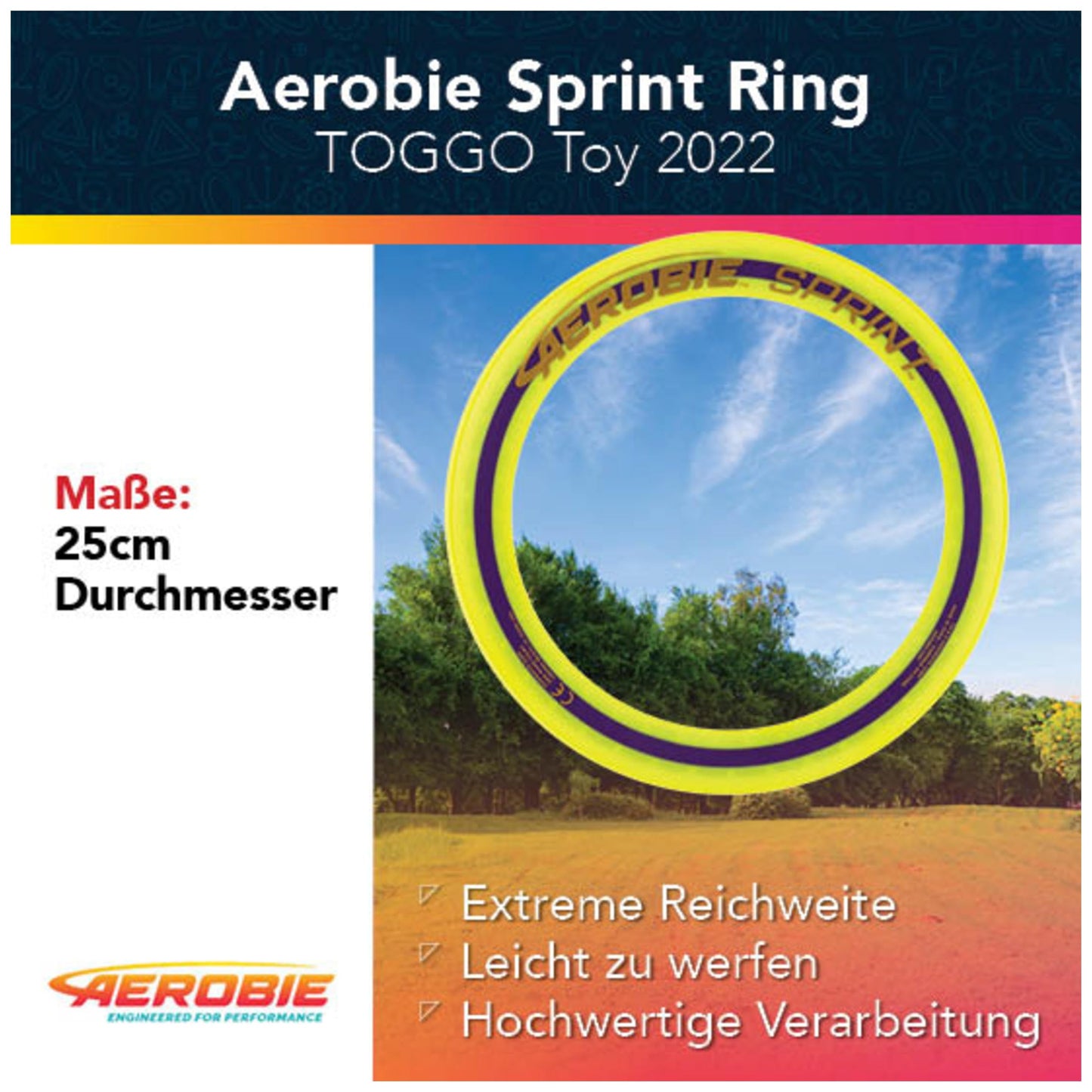 Aerobie Sprint - inel zburător de 25,4 cm diametru, portocaliu Frisbee