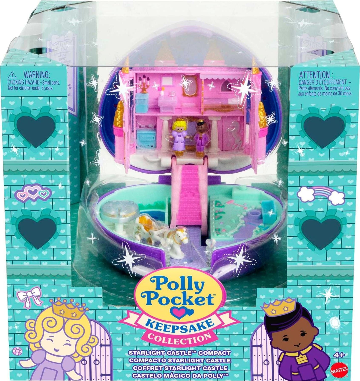 Castel de papusi, Mattel, Polly Pocket Castel Starlight Lock, Plastic, +3ani, Multicolor