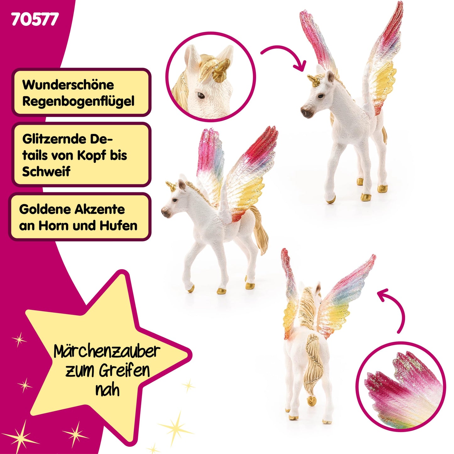 Schleich Bayala 70577 Manz Unicorn Curcubeu cu aripi, 5+ ani
