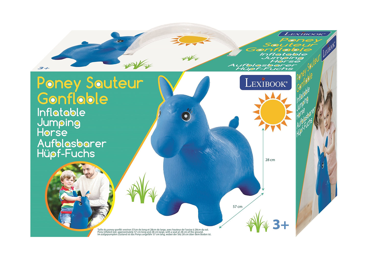 Hippopotam albastru gonflabil Lexibook cu pompă manuală – BG050, Norme