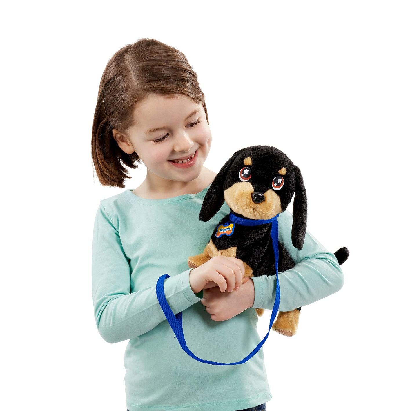 ANIMAGIC Waggles - Peluche Interactiv Câine Dachshund pentru Copii de la 2 Ani - Jucărie Electronică cu Sunet și Mișcare - Ladă și Mână Coada - Adorabil și Distractiv