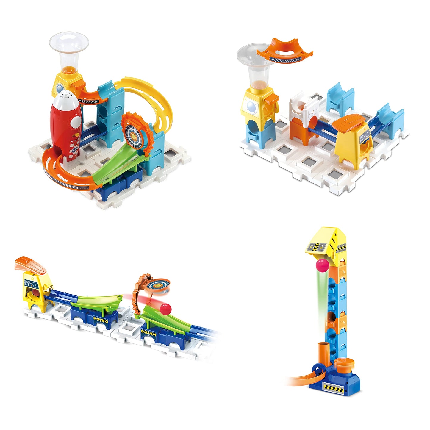 VTech - Set Electronic Marble Rush Rocket M100E, Circuit de bile - Jucărie de construcție pentru copii +4 ani