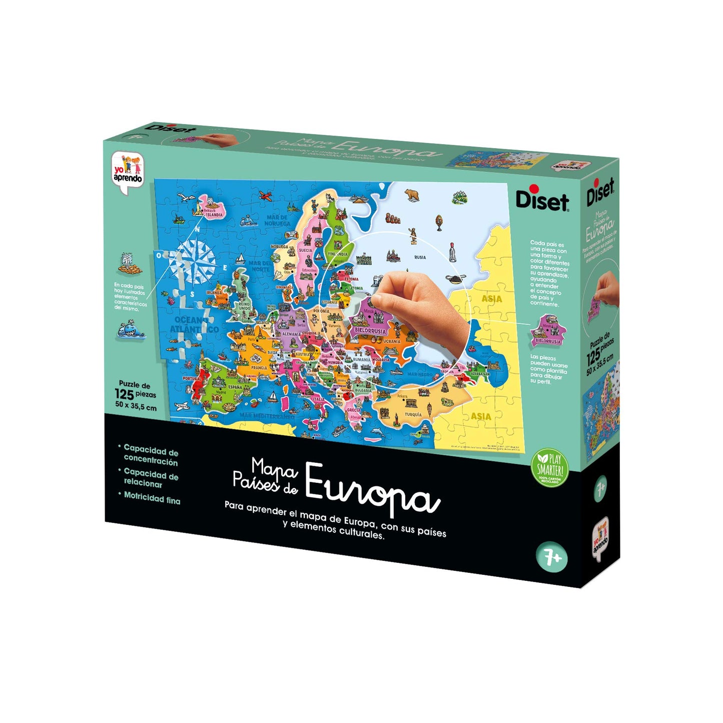Diset - Țările Europei, Puzzle educativ pentru învățarea geografiei europene de la 7 ani.