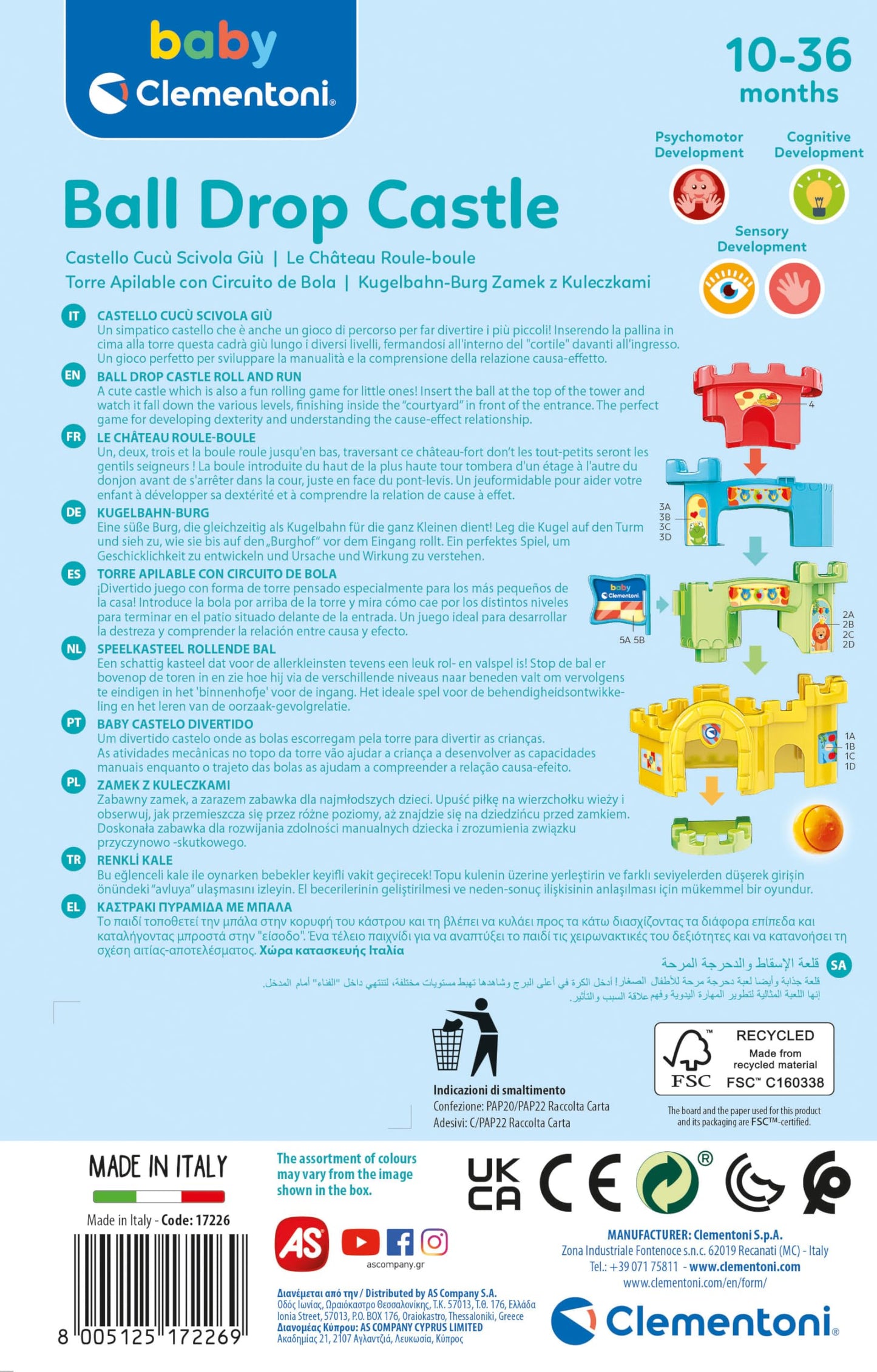 Jucarie interactiva Castel de asamblat cu bile Clementoni Baby Ball Drop Castle