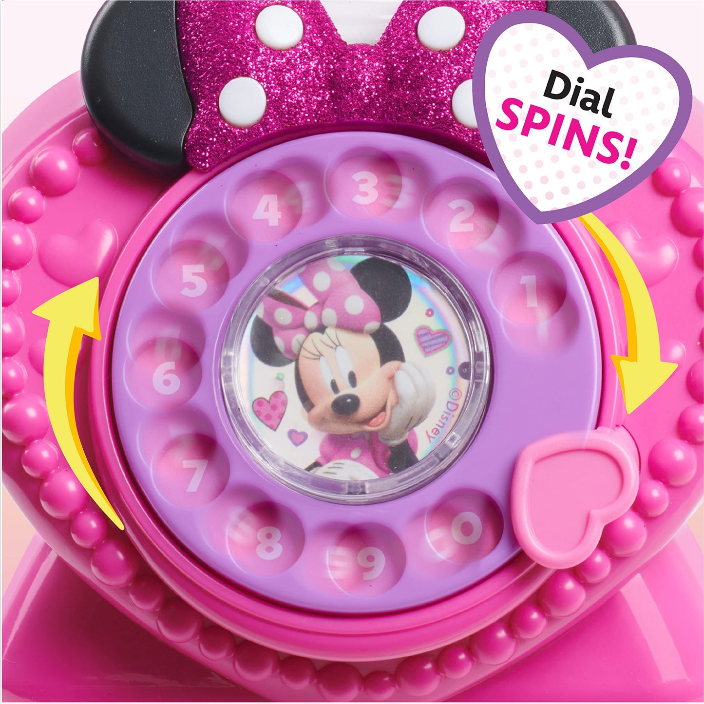 Telefon de jucărie Disney Junior Minnie Mouse cu disc de apelare, efecte de lumină și sunet, pentru copii de la 3 ani, de la Just Play