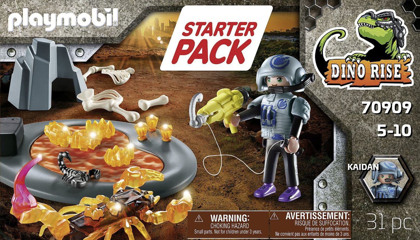 PLAYMOBIL Dino Rise 70909 Starter Pack - Lupta împotriva Scorpionului de Foc, Jucărie pentru Copii de la 5 Ani