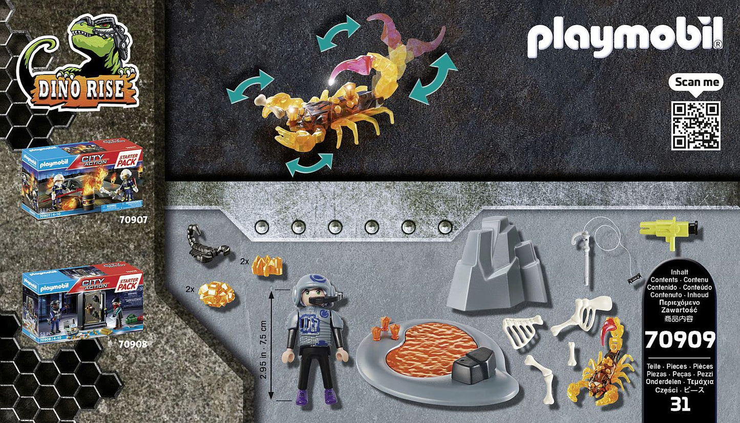 PLAYMOBIL Dino Rise 70909 Starter Pack - Lupta împotriva Scorpionului de Foc, Jucărie pentru Copii de la 5 Ani