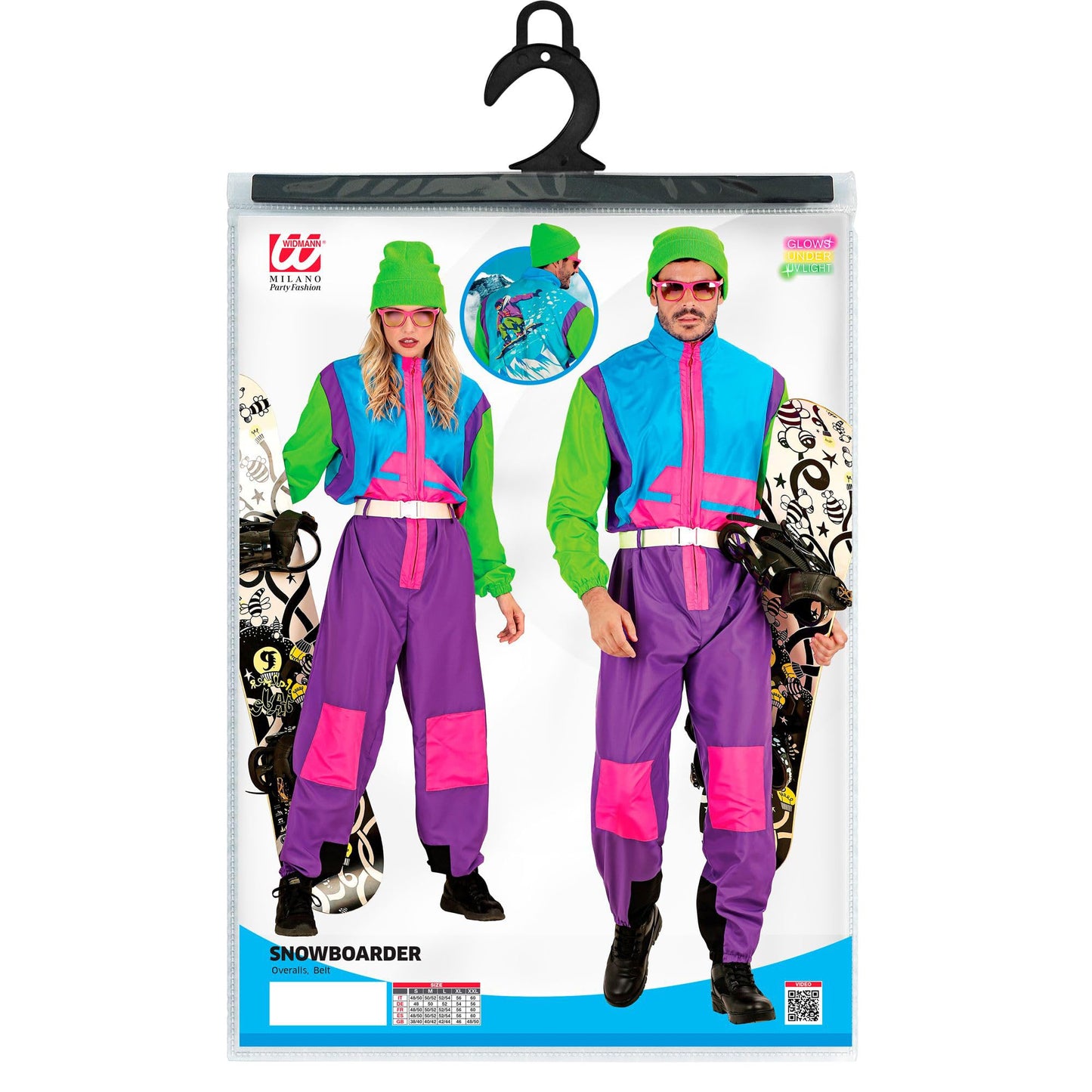 W WIDMANN MILANO Costume de Petrecere - Kostüm Snowboarder, Overall Retro, 80s Outfit, Bad Taste, Costume de Carnaval