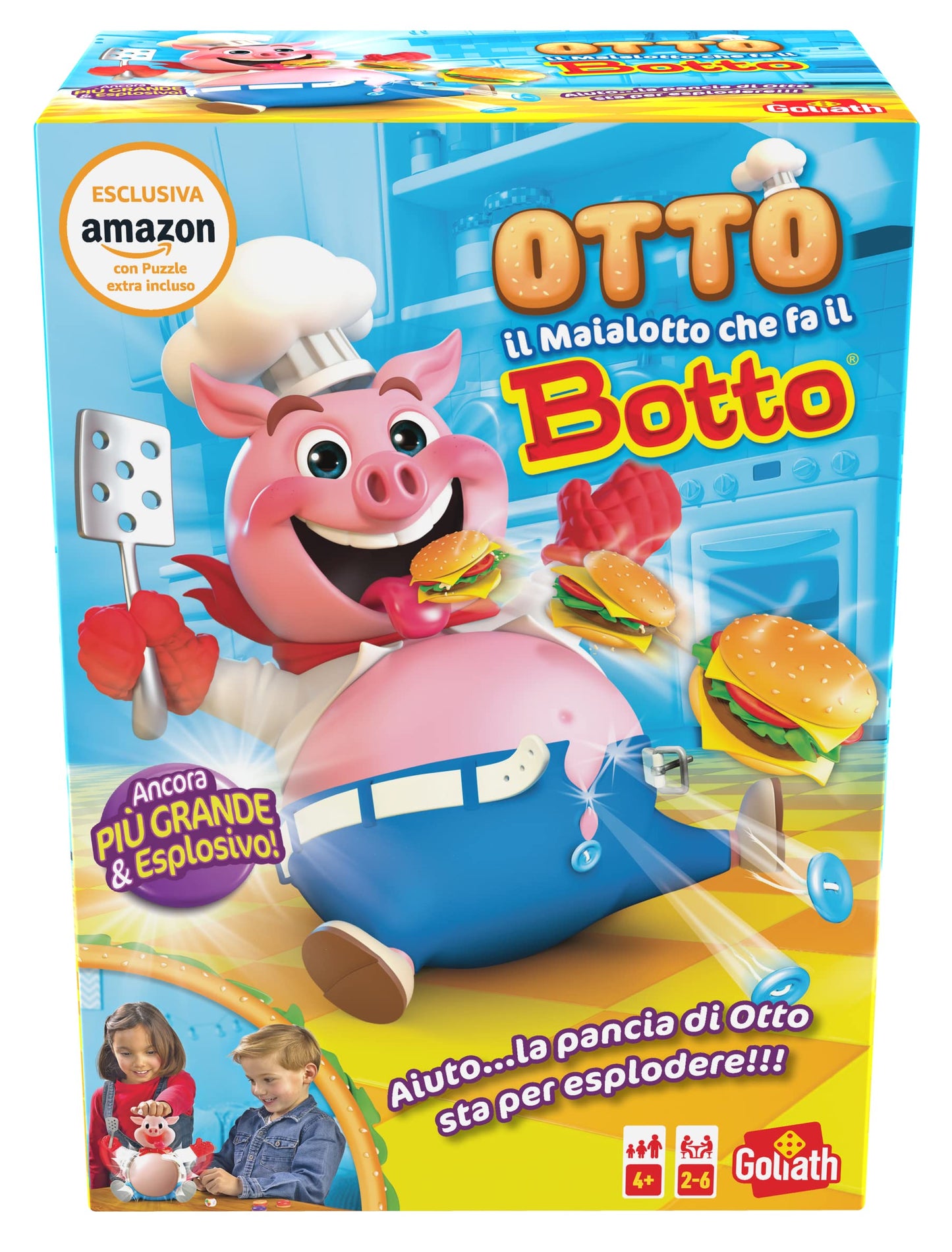 GOLIATH Otto Porcușor + Puzzle (Exclusiv Amazon), Jocuri de masă de la 4 ani, Jucării pentru copii, Lasă porcușorul să mănânce până se umflă, Cadou pentru copii