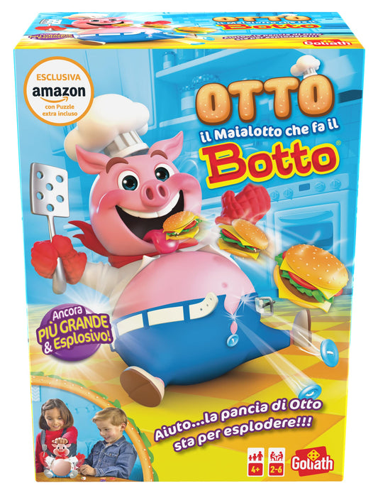 GOLIATH Otto Porcușor + Puzzle (Exclusiv Amazon), Jocuri de masă de la 4 ani, Jucării pentru copii, Lasă porcușorul să mănânce până se umflă, Cadou pentru copii