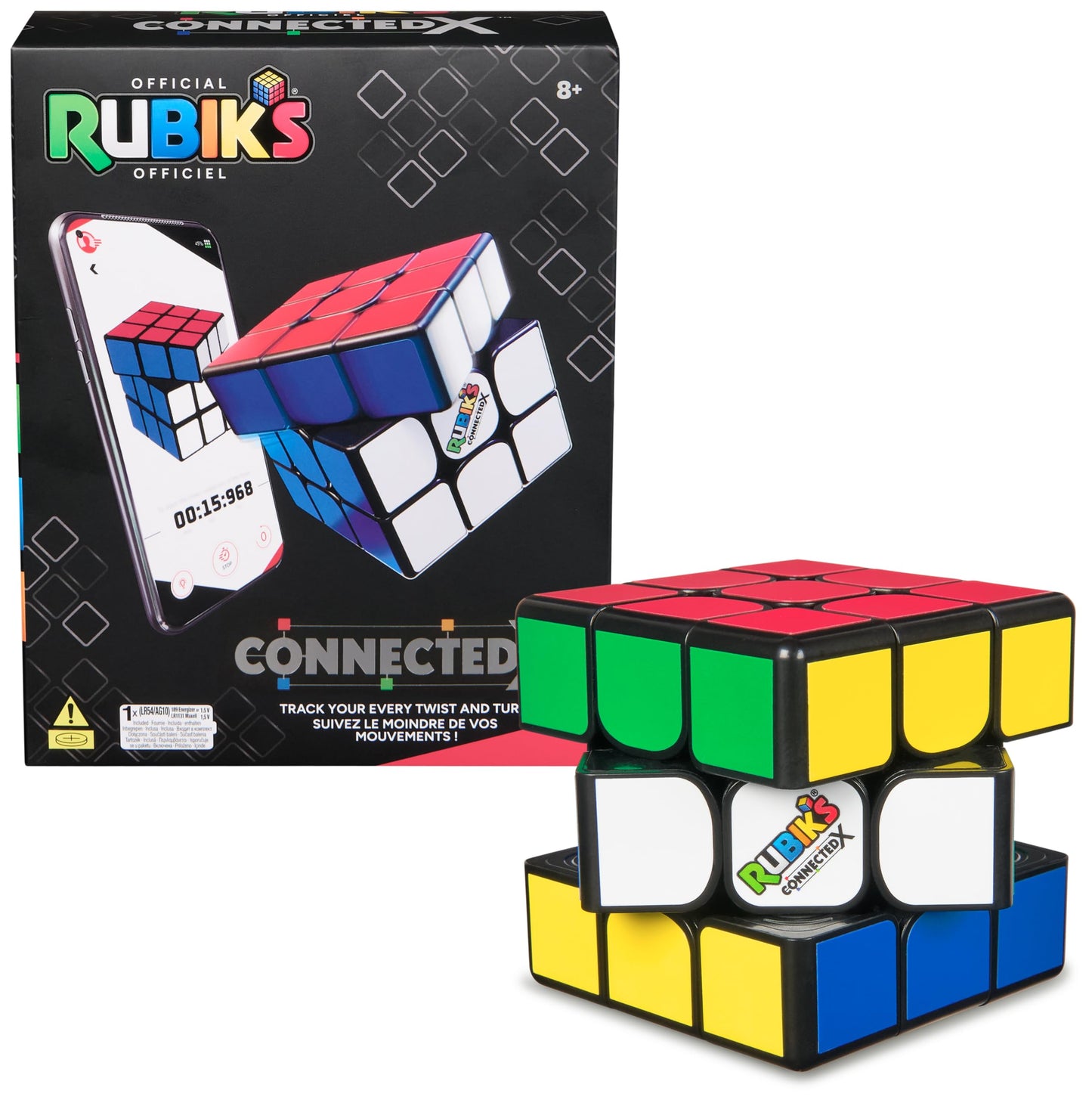 Cubul Rubik's ConnectedX - Cub 3x3 electronic pentru începători și profesioniști, conexiune Bluetooth la aplicație, ajutor pentru rezolvare, jocuri și provocări, recomandat de la 8 ani.