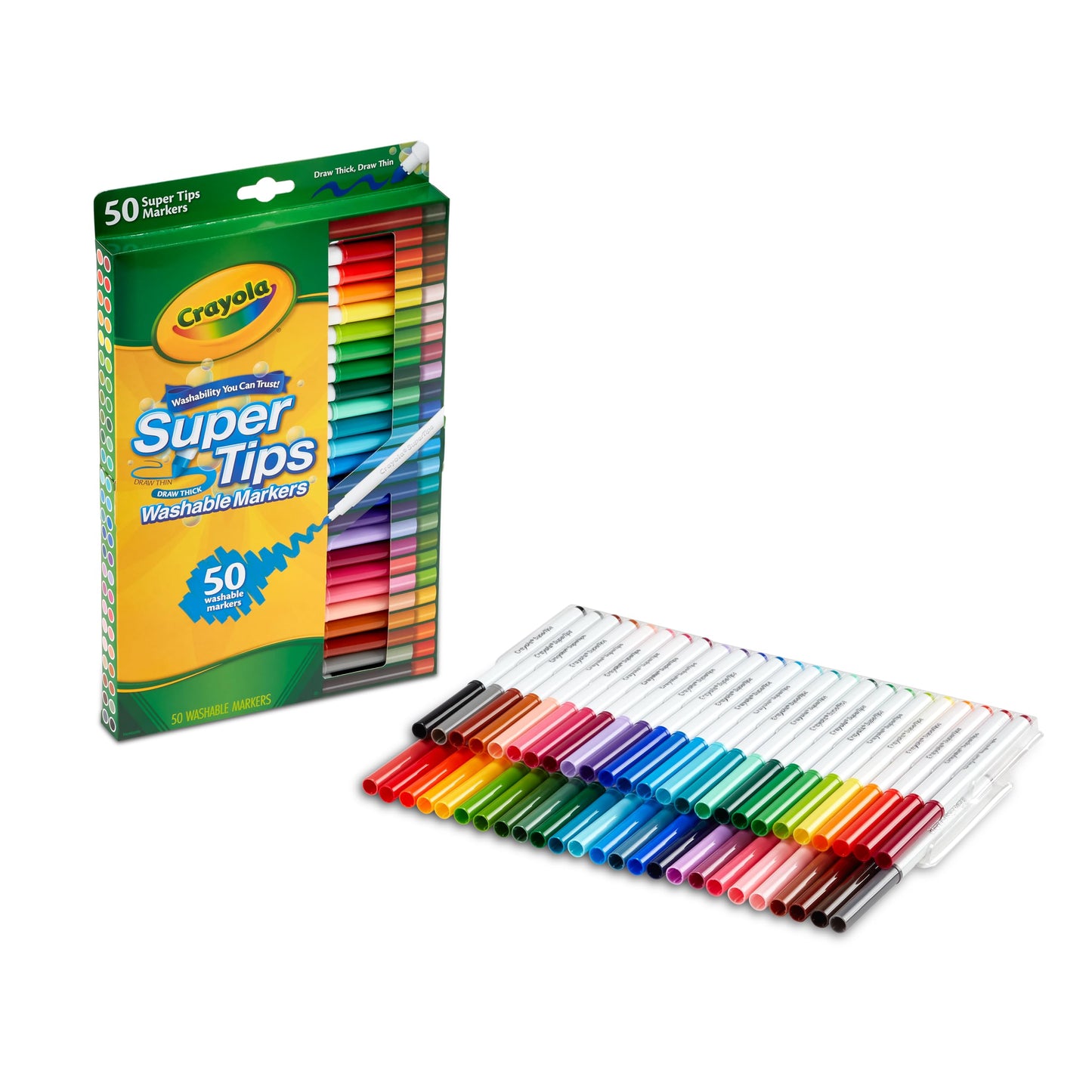 Set de Markere Crayola Supertips pentru Copii, Spălabil, cu 50 de Nuante Diferite, Markere Non-Toxice cu Vârf Conic, Set de Crafting, Markere pentru Copii, pentru Vârsta de Peste 3 Ani
