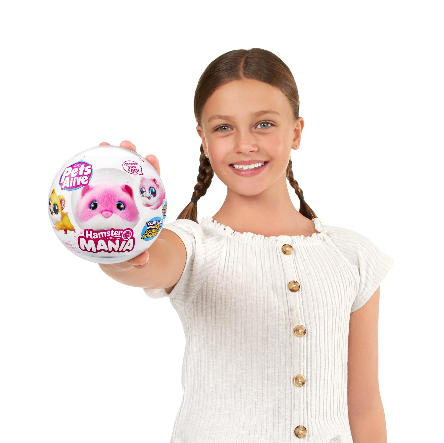 Hamster Mania Pets Alive von ZURU, Hamster Portocalie, Jucărie Interactivă, Sunete 20+, Animal de Companie Electronic
