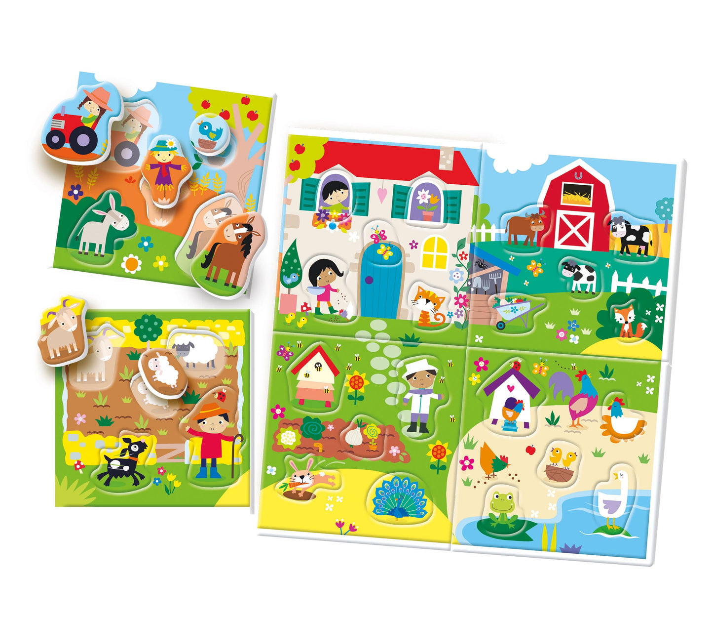 Clementoni Sapientino Montessori - Ferma Mea, Joc educativ cu animale puzzle pentru copii 2-4 ani, Dezvoltarea limbajului și abilităților tactile, Fabricat în Italia, cod 16856