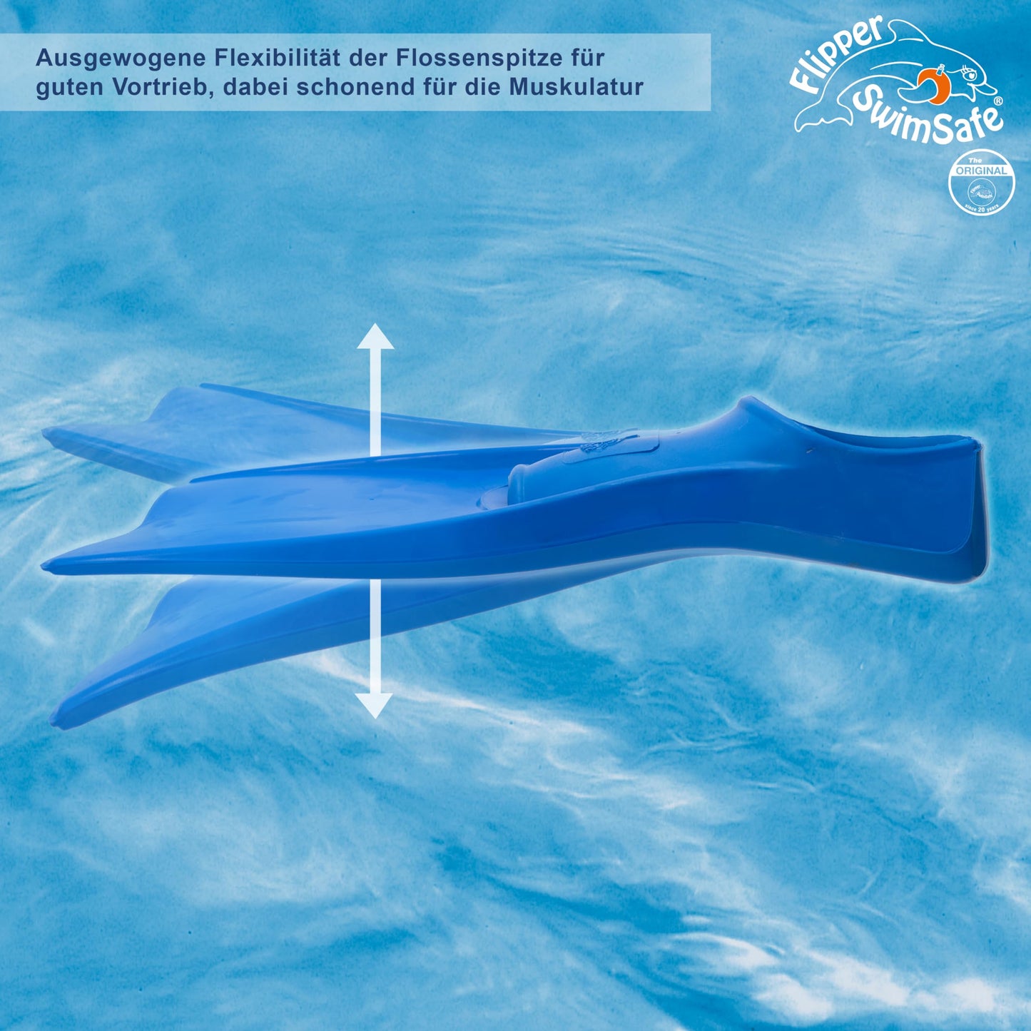Flipper SwimSafe 1121 - Labe înot pentru copii și sugari, albastre, mărime 26-28, din cauciuc natural, ca ajutor la înot pentru distracție fără griji.