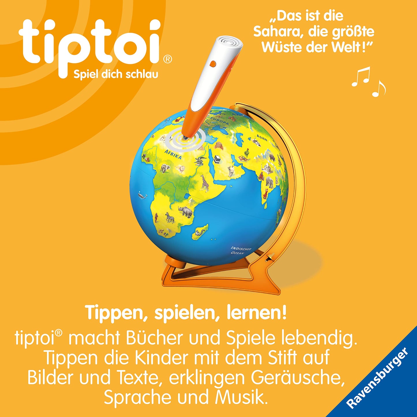 Ravensburger tiptoi 00115 - Globus Interactiv pentru Juniori - Jucărie pentru Copii de 4 Ani pentru Descoperirea Lumii