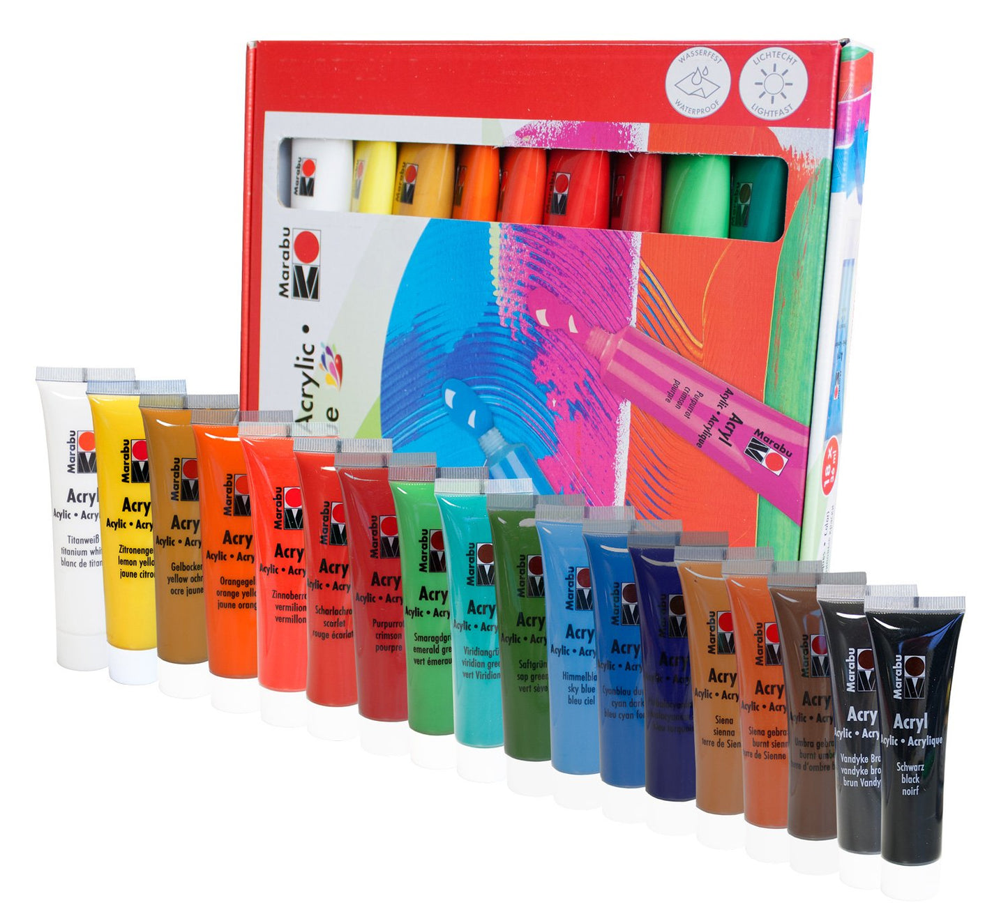 Set 18 tuburi vopsea - Basic Acrylic Paint, 648ml