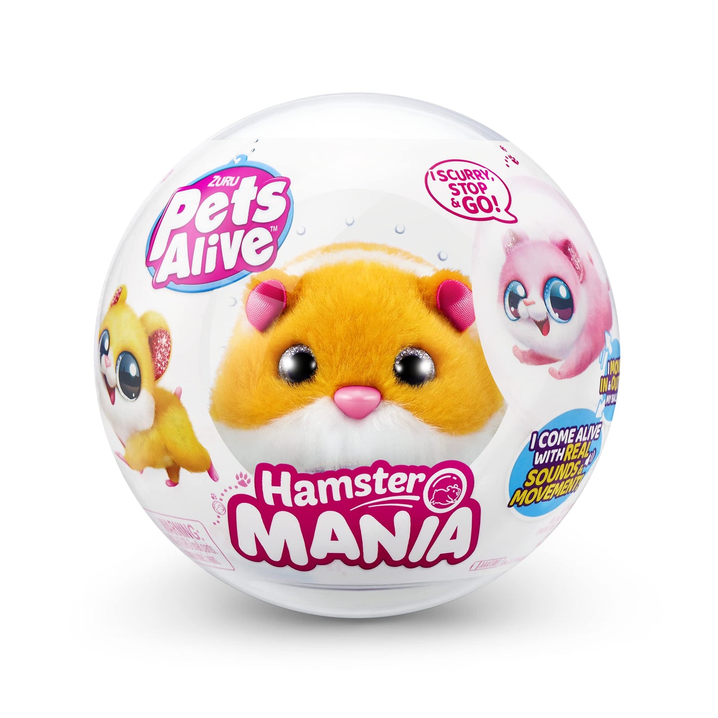 Hamster Mania Pets Alive von ZURU, Hamster Portocalie, Jucărie Interactivă, Sunete 20+, Animal de Companie Electronic