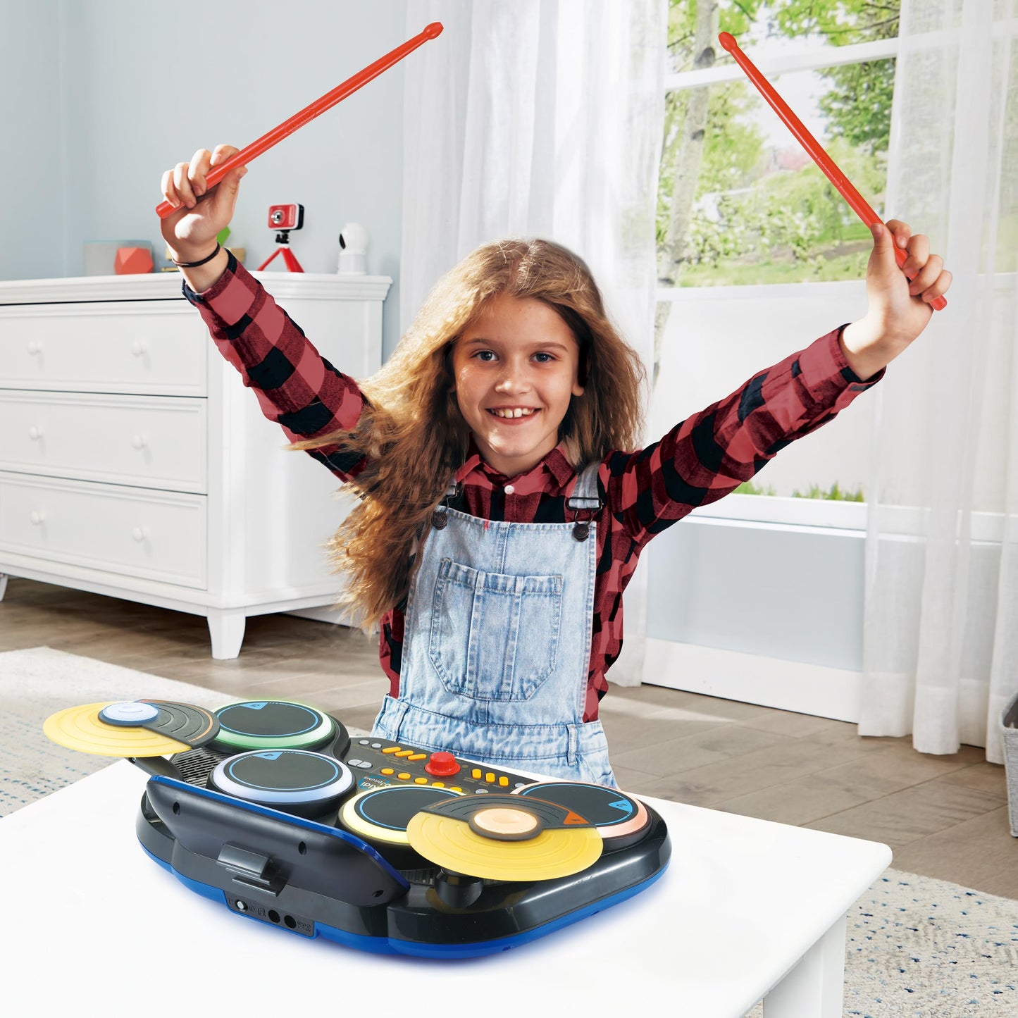 VTech Kidi DJ Drums – Tobă electronică cu efecte de lumină și mod de învățare – Pentru copii 6-12 ani