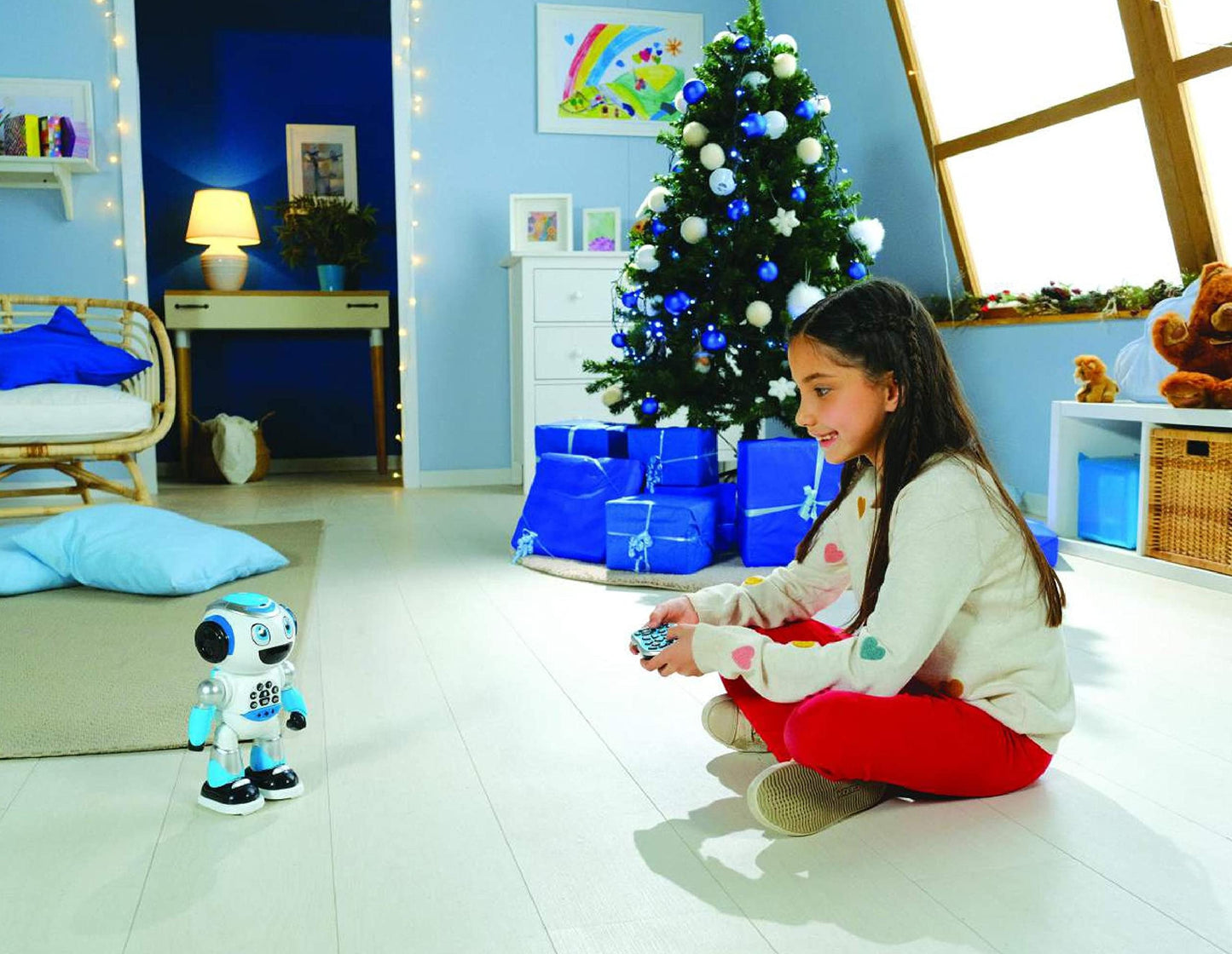 Lexibook - Powerman Advance - Robot interactiv și educativ pentru copii, se mișcă, dansează, redă muzică, spune povești, programabil STEM - ROB28DE