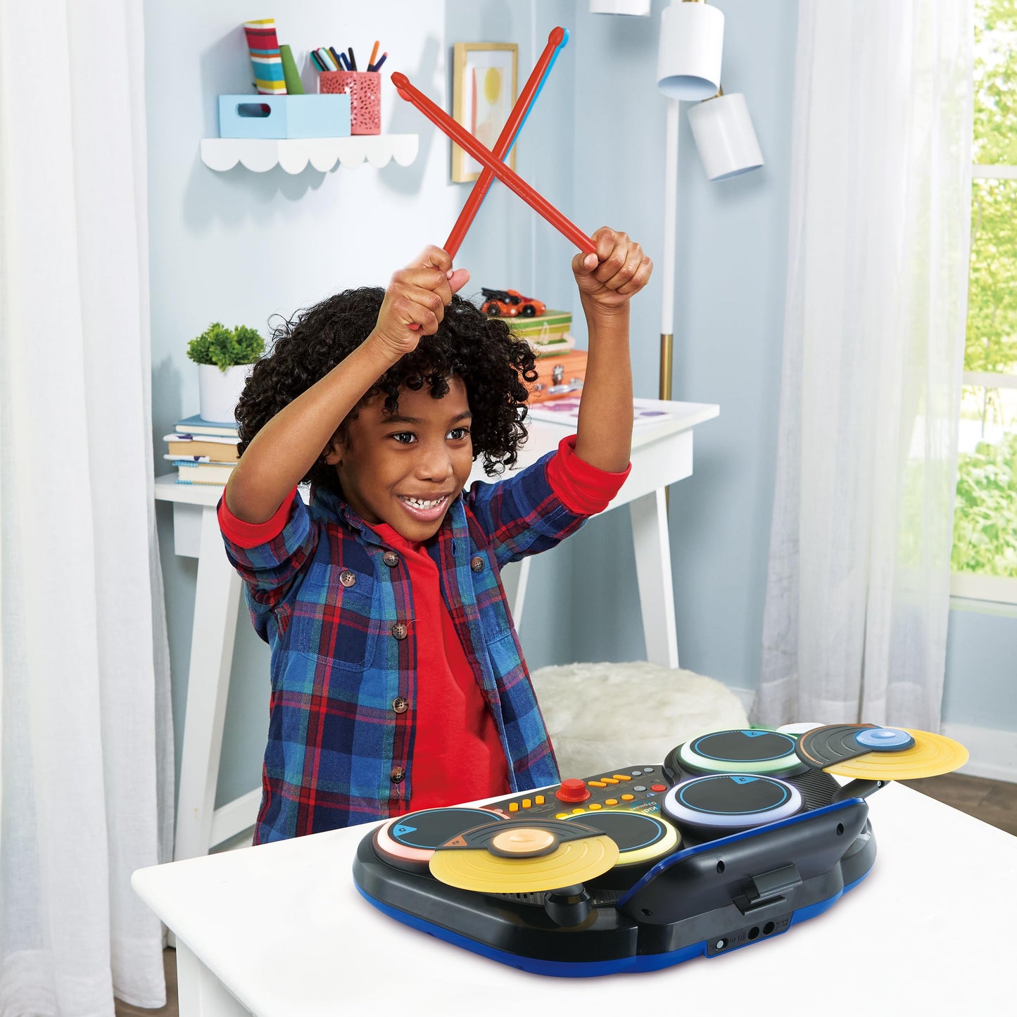 VTech Kidi DJ Drums – Tobă electronică cu efecte de lumină și mod de învățare – Pentru copii 6-12 ani