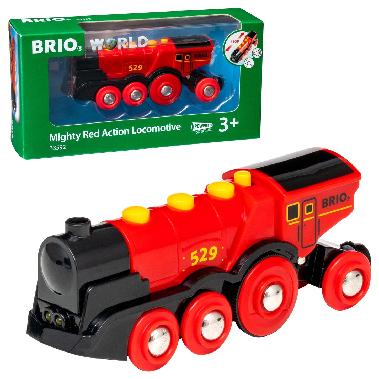 BRIO World 33592 Rote Lola locomotivă electrică - Locomotivă cu baterii cu lumină și sunet - Jucărie pentru copii recomandată de la 3 ani