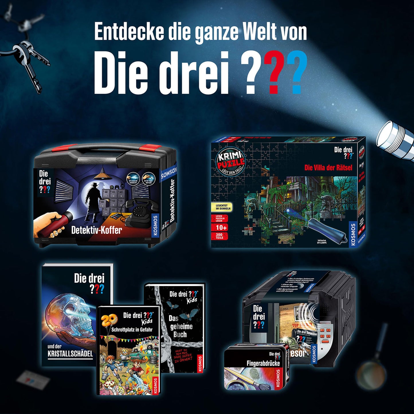Detectivii - Set de spionaj audio KOSMOS 632496, Jucărie Detective Gadget, Echipament de agenți pentru copii de la 8 ani, Jucărie Trei Întrebări, Echipament de detectiv, Set de detectiv
