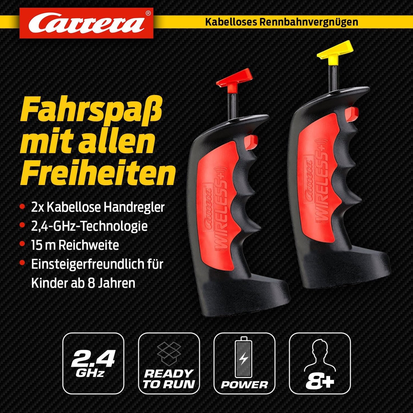 Set Carrera Wireless Duo Digital 132/124 Pista de Curse | Controler Wireless 2,4 GHz cu 15 m Rază de Acțiune | Conducere Fără Interferențe | Baterie Lithium Polymer | Compatibil cu Carrera DIGITAL 124 & 132