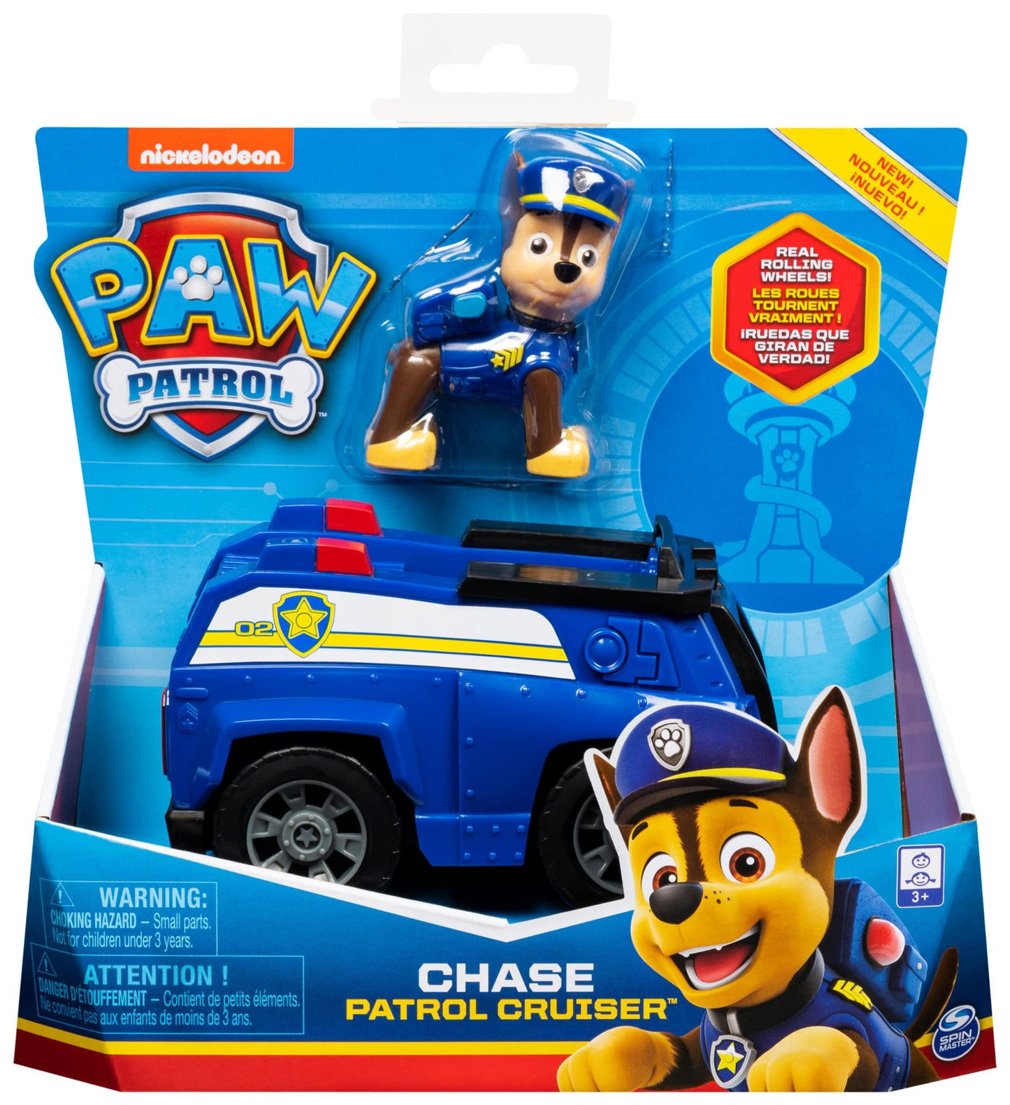 PAW PATROL, Vehicul de Poliție cu Figurina Chase (Vehicul de Bază), Mașinuță de Jucărie, pentru copii de la 3 ani