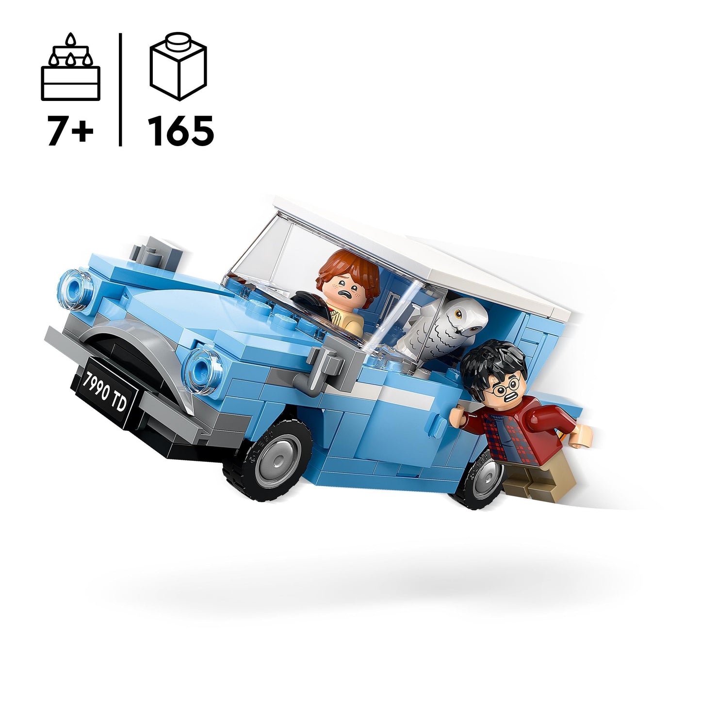 LEGO Harry Potter Ford Anglia Zburător, mașină de jucărie pentru copii, cadou pentru băieți, fete și fani de peste 7 ani, set cu 2 mini-figuri inclusiv Ron Weasley pentru jocuri de rol 76424