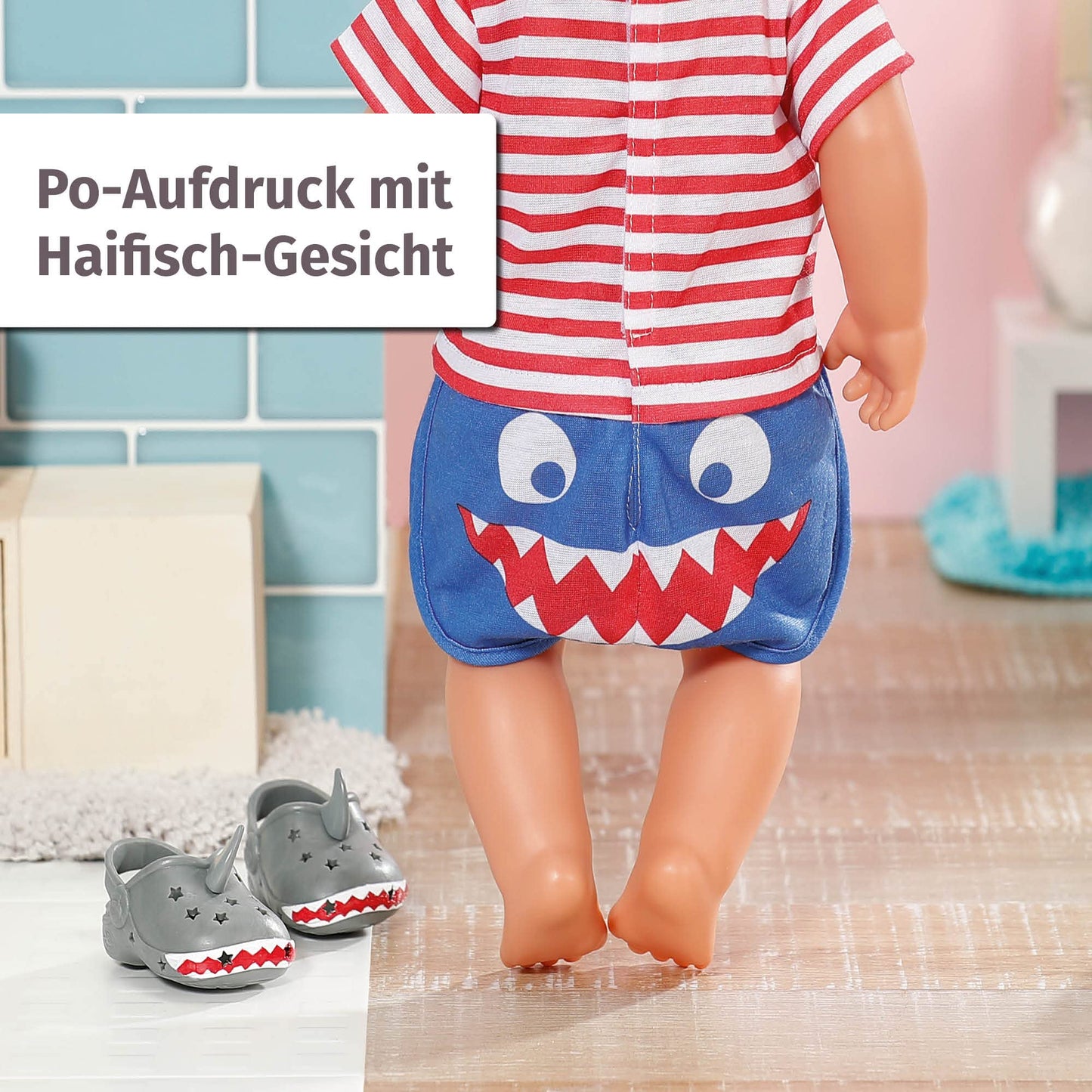 Pijamale de baie BABY born cu saboți, costum întreg în design de marinar pentru păpuși de 43 cm, 834268 Zapf Creation